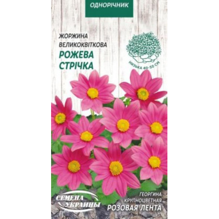 Семена Цветы Георгина Великоцветковая Розовая Лента 0,2 г Семена Украины